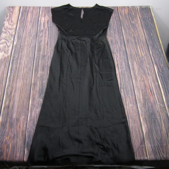 Madewell NEW NWT Womens 6 Black Wide V Neck Midi Dress High Slit - Picture 7 of 8